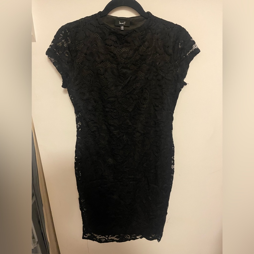 LOVE J | High Neck Floral Lace Midi Dress